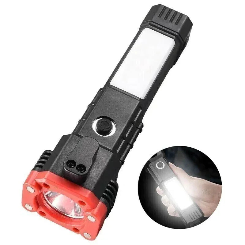 Lanterna Recarregável 4 em 1 Power Bank LED 3W Torch Alta Potência Portátil USB Multifuncional Emergência Camping