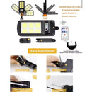 Luminária Solar Mini Sensor Movimento Controle Remoto 60W Iluminação LED Externa Jardim Varanda Sustentável Recarregável