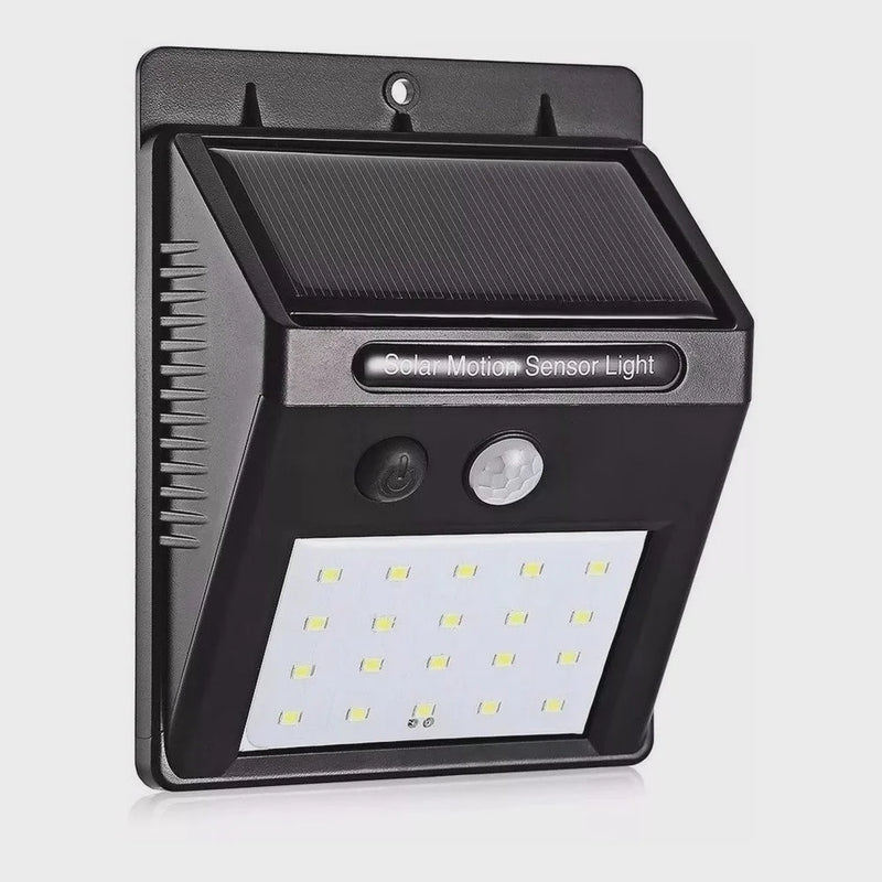 Luminária Solar com Sensor de Presença – 20 LEDs, À Prova d'Água, Ideal para Jardim, Varanda, Rua e Área Externa