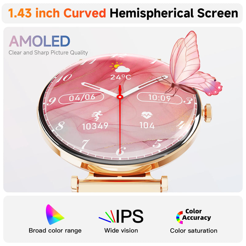 Smartwatch Feminino V92 com Tela AMOLED 1.43” – Estilo, Saúde e Tecnologia no seu Pulso
