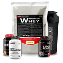 Kit Completo  Whey Protein 500g + Creatina 100g + BCAA 100g + 6 Six Lipo Black 60 Cápsulas + Coqueteleira Grátis