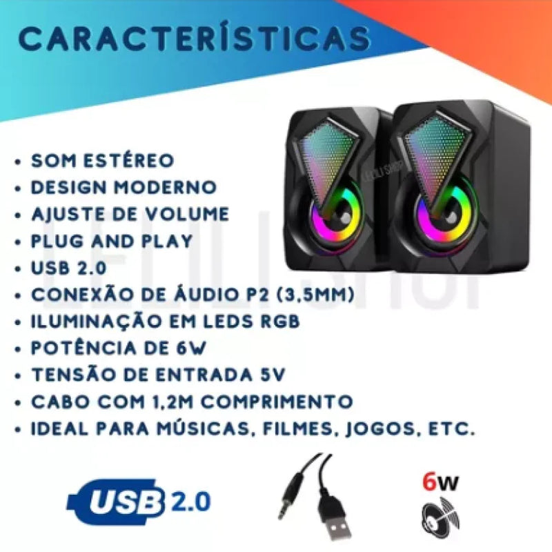 Caixa De Som Pc Computador Notebook  Usb P2