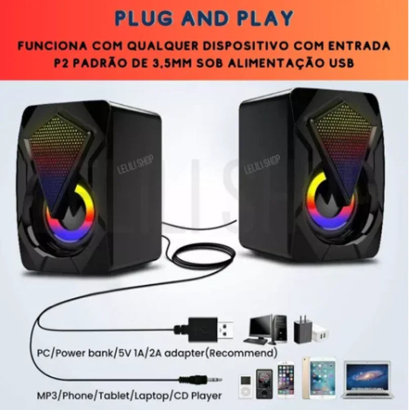 Caixa De Som Pc Computador Notebook  Usb P2