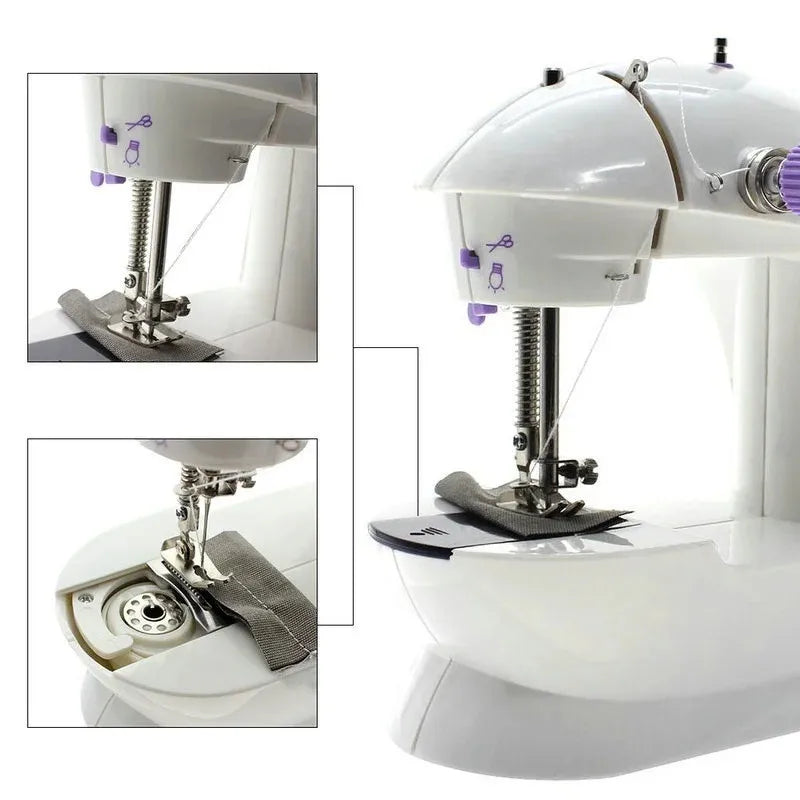 Mini Máquina De Costura Reta Portátil Com Pedal 110v/ 220v Cor Branco 110V/220V