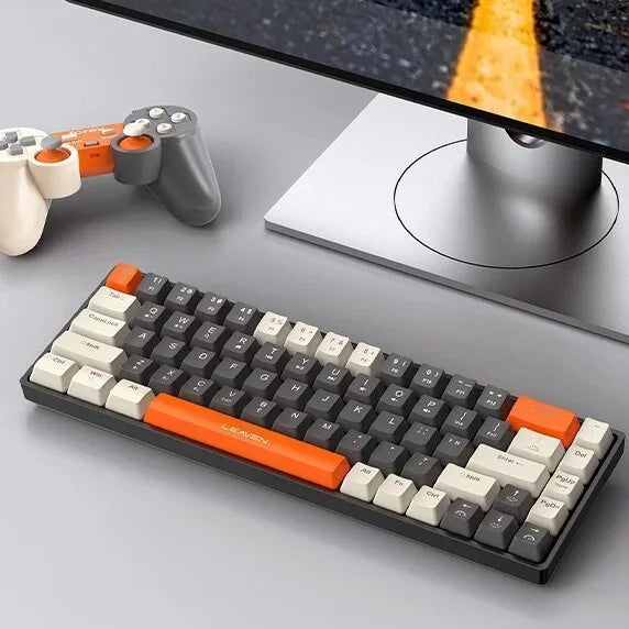 Teclado Mecânico Gamer/Office com Fio – Iluminação RGB LED, 68 Teclas Compactas e Alto Desempenho