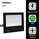 Refletor LED RGB 100W Bivolt com Controle Remoto