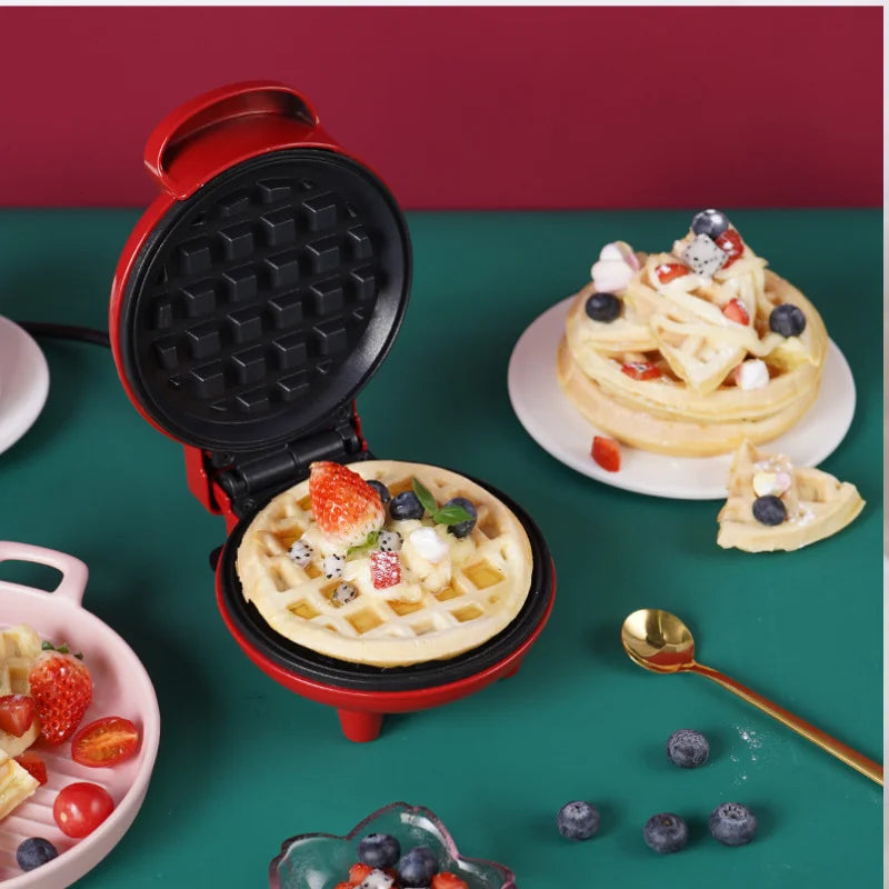 Máquina Para Fazer Waffle Pequena Portátil 110v 550w Mini Lanche Elétrica