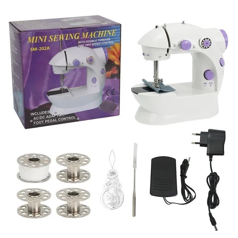Mini Máquina De Costura Reta Portátil Com Pedal 110v/ 220v Cor Branco 110V/220V