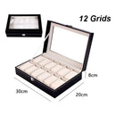 Estojo Caixa Organizadora Porta Relógios Bijouterias Courino com Fecho de Fivela e Vidro.