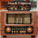 Rádio Retrô Portátil Bluetooth – USB, AM/FM, Recarregável, Som Hi-Fi, Entrada microSD