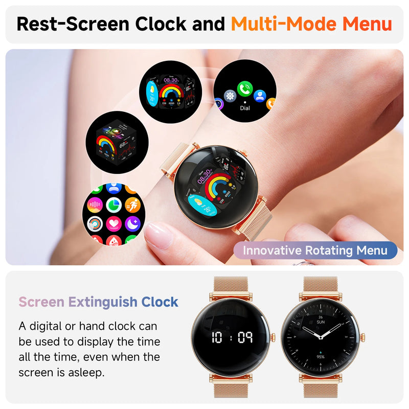 Smartwatch Feminino V92 com Tela AMOLED 1.43” – Estilo, Saúde e Tecnologia no seu Pulso
