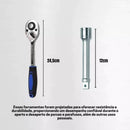 Jogo Soquetes Curto 1/2 Pol. Sextavados 10mm a 22mm Com 12 Pçs