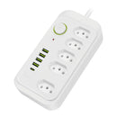 Extensão Elétrica com 5 Tomadas, 4 USB e 1 Tipo C – Régua com LED, Bivolt 110V/220V, Cabo de 2 Metros