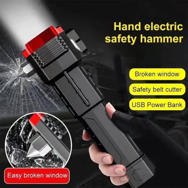 Lanterna Recarregável 4 em 1 Power Bank LED 3W Torch Alta Potência Portátil USB Multifuncional Emergência Camping