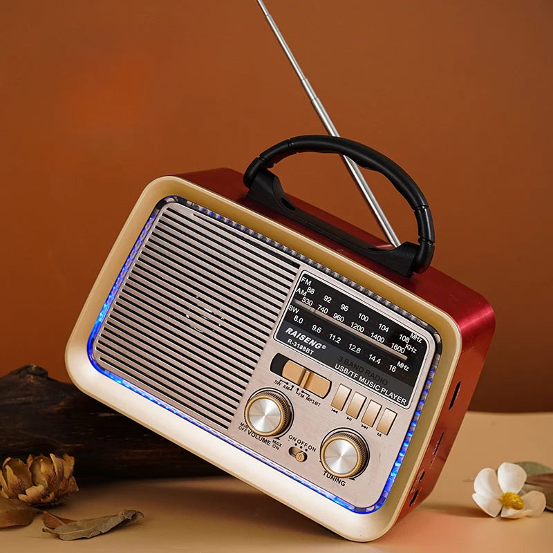 Rádio Retrô AD-3188 com Bluetooth – Entrada USB, MicroSD, Lanterna e Saída Auxiliar