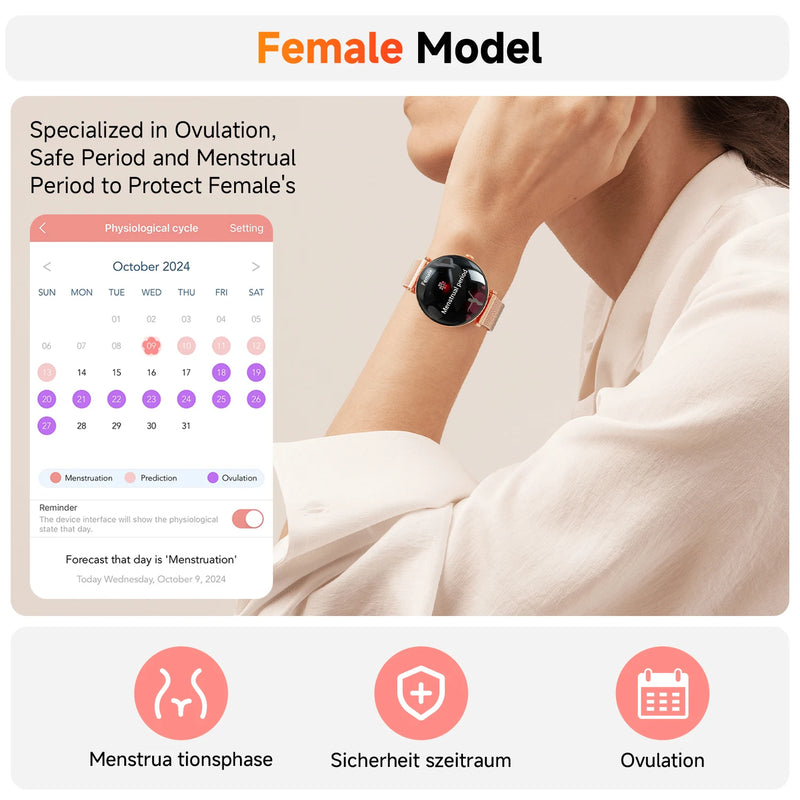 Smartwatch Feminino V92 com Tela AMOLED 1.43” – Estilo, Saúde e Tecnologia no seu Pulso