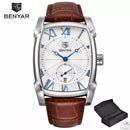 BENYAR Relógios Homens BY-5114 Marca De Luxo Quartz Pulseira De Couro Militar Quadrado À Prova D' Água