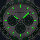 Relógio Masculino CRRJU Quartz Todo em  Aço Vidro de Safira Visor Noturno e Calendário Automático.