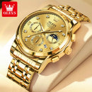 Relógio de Luxo OLEVS 2889 Todo em Aço Inoxídavel Visor Noturno Calendário Automático