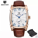 BENYAR Relógios Homens BY-5114 Marca De Luxo Quartz Pulseira De Couro Militar Quadrado À Prova D' Água
