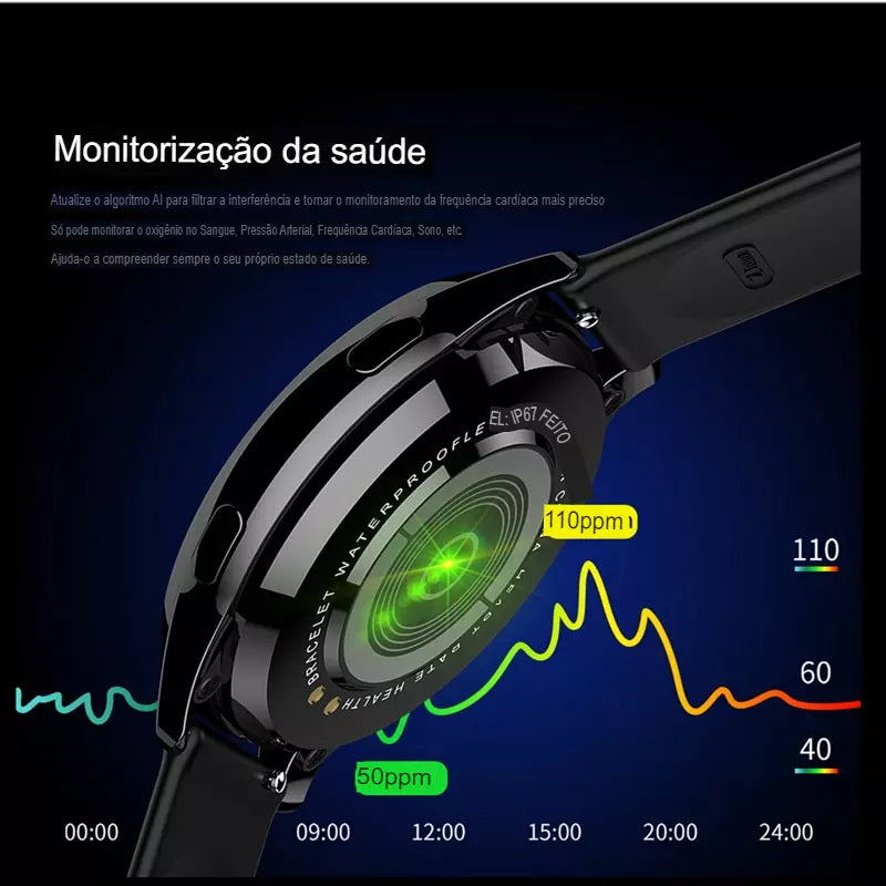 Relógio Digital Smart Masculino Feminino Preto Pulseira Removível