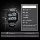 SKMEI-Relógio de Pulso Digital à Prova d'água Para Homens, Aço inoxidável