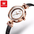 OLEVS-5540 Relógio Quartz Fashion Feminino a Prova D'Agua Pulseira em Couro Legítimo.