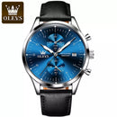 OLEVS-2880 Relógio Original Masculino Todo em Aço com Vidro de Safira a Prova D'agua + Calendário automático com Pulseira de Couro Legítima.
