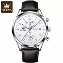 OLEVS-2880 Relógio Original Masculino Todo em Aço com Vidro de Safira a Prova D'agua + Calendário automático com Pulseira de Couro Legítima.