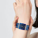 Relógio Feminino WWOOR Luxo 2024 com Pulseira Estilo Bracelete e Visor Azul