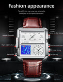 Relógio Masculino LIGE 8925 Analógico Digital em Aço Inoxidável Couro 44mm