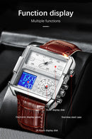 Relógio Masculino LIGE 8925 Analógico Digital em Aço Inoxidável Couro 44mm