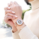 Relógio Feminino ORKINA Mecânico Aço Inoxidável Vidro de SAFIRA a Prova D'Agua