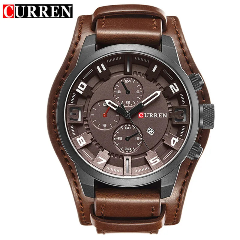 CURREN 8225 Relógio Masculino de Luxo com Pulseira de Couro 48mm