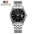 Relogio Masculino KINGNUOS 1853 Quartz todo Aço Inoxídavel A Prova Dágua Vidro de Safira Calendário Automático