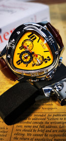 Relógio Automático Masculino JARAGAR Triângulo 43mm  Aço Inoxidável Vidro de SAFIRA com Pulseira de Couro