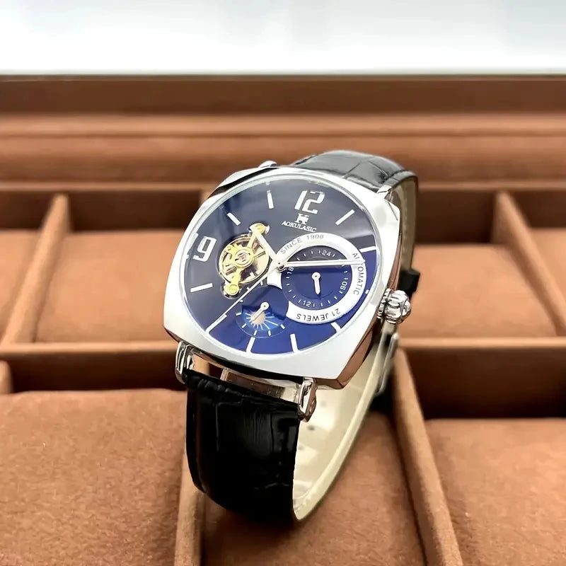 Relógio Mecânico Automático 44mm Aço Inoxidável com Vidro de SAFIRA
