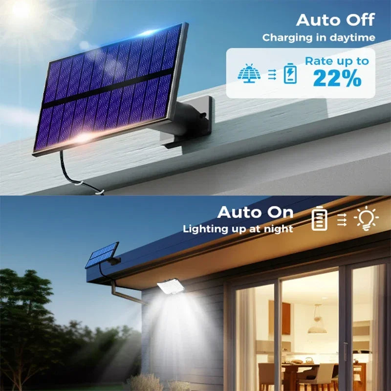 Lâmpada Solar Externa LED Super Brilhante com Sensor de Movimento, 3 Modos, IP65 à Prova d'Água