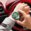 Relógio Masculino POEDAGAR Luxo à Prova d’Água Display Duplo LED Digital e Quartzo Pulseira de Aço