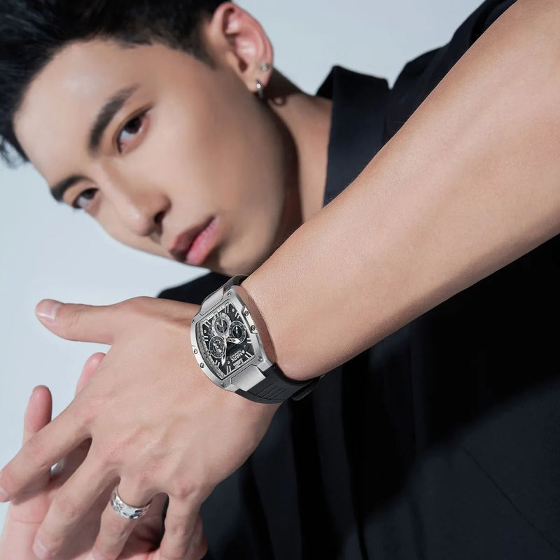 Relógio Masculino Luxo Esportivo Quartzo Multifuncional com Calendário Automático