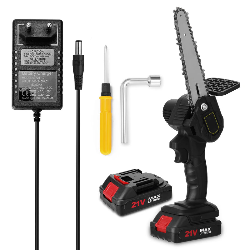 Serra Elétrica de Poda 6" 21V – Velocidades Variáveis, 2 Baterias, Ideal para Jardim, Madeira e Galhos