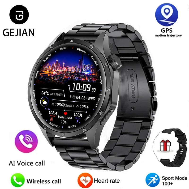 Relógio Smartwatch Masculino 2025 com GPS, Tela AMOLED 360x360, Chamada Bluetooth, NFC e IP68