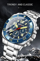 Relógio Masculino BANGWEI Luxo Esportivo Cronógrafo 30M à Prova d’Água