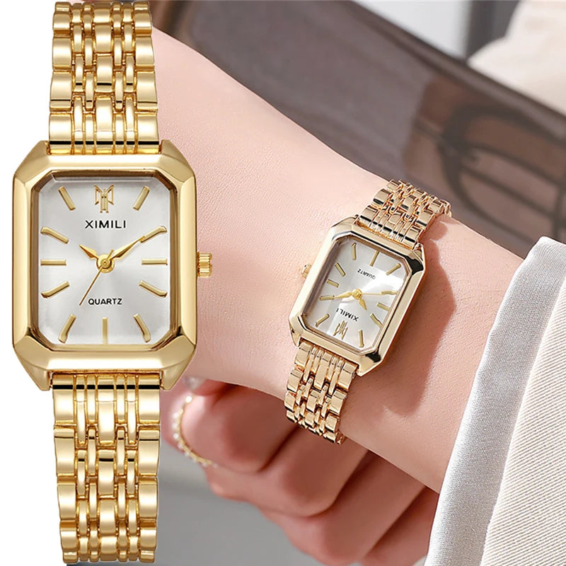 Relógio Feminino Quartz em AÇO Inoxidável com Vidro de SAFIRA