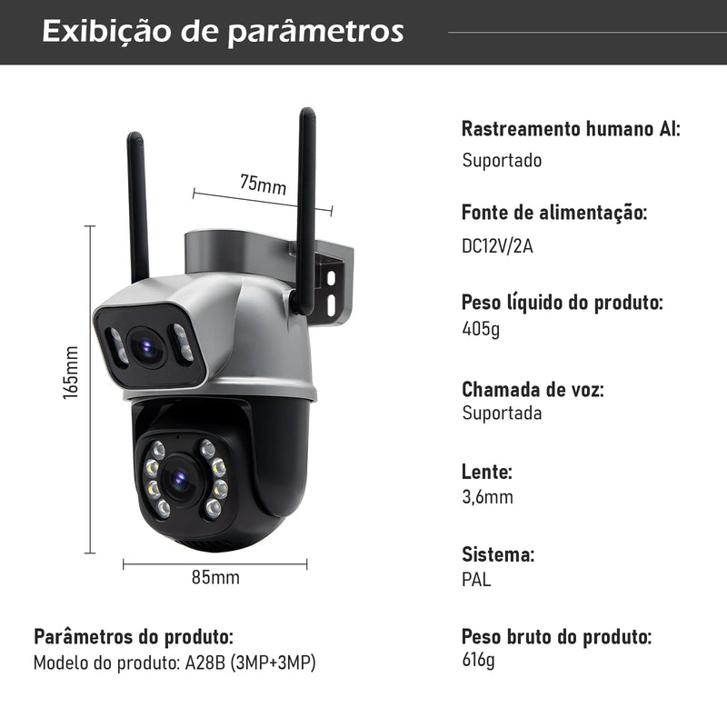 Câmera de Segurança Wi-Fi Icsee 4K 3+3MP – Externa, Alta Resolução, Monitoramento Remoto e Instalação Fácil