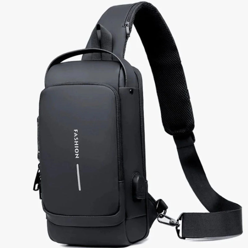 Mochila De Peito Masculina À Prova D'água Com Trava De Código Usb Alta Qualidade