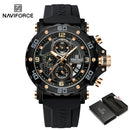 Relógio Masculino NAVIFORCE Quartzo Cronógrafo 5ATM à Prova d’Água com Pulseira de Silicone