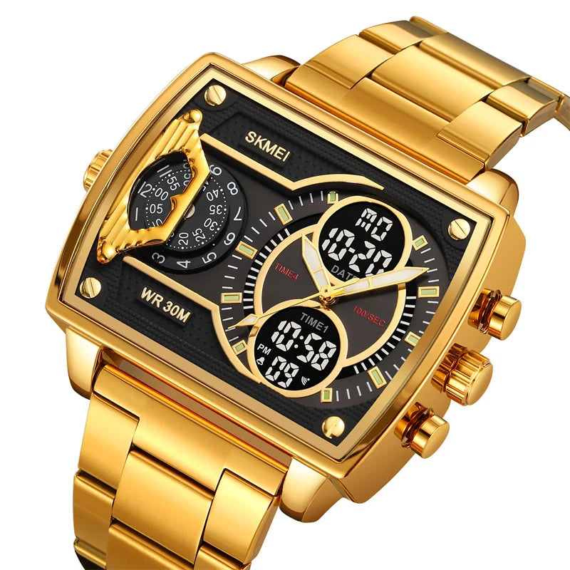 Relógio Masculino SKMEI Multifunção Analógico-Digital com Fuso Horário Duplo e Cronômetro à Prova d’Água