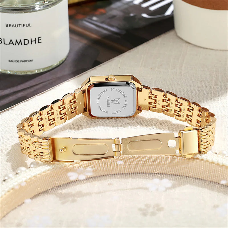 Relógio Feminino Quartz em AÇO Inoxidável com Vidro de SAFIRA
