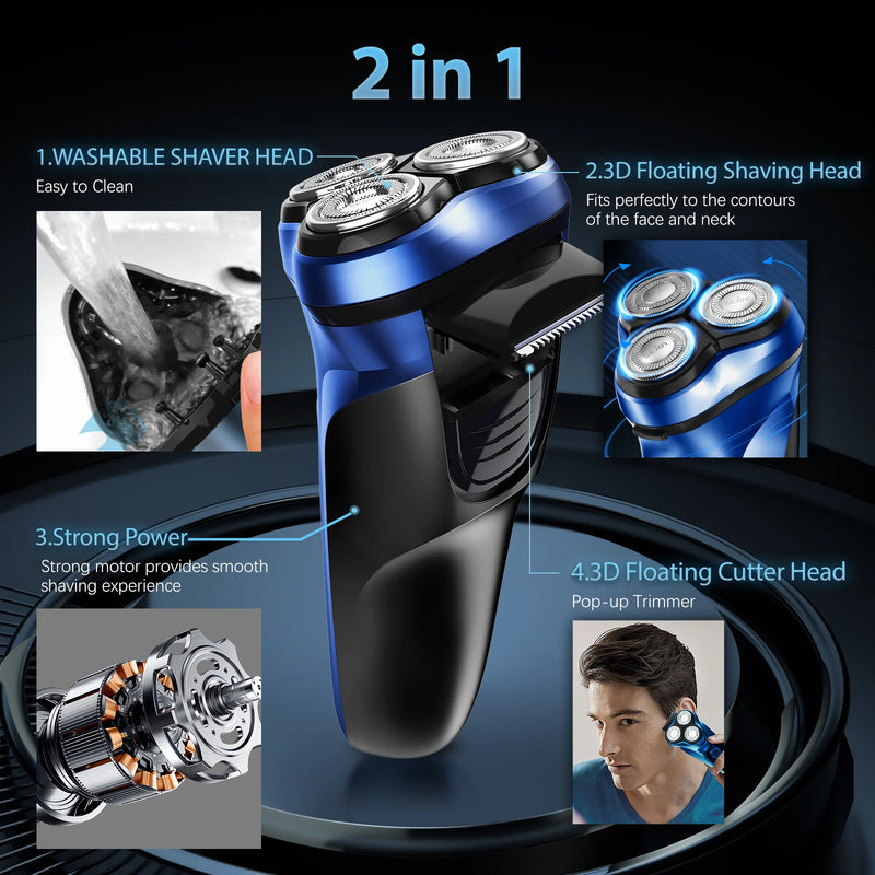 Barbeador Elétrico Masculino Sejoy Recarregável – Rotativo, Portátil